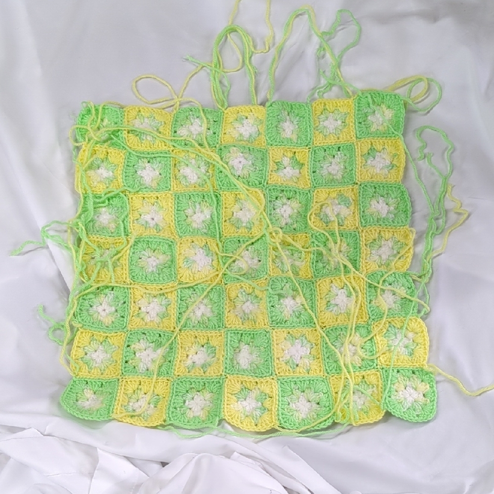 Hand Crafted Green and Yellow Blanket